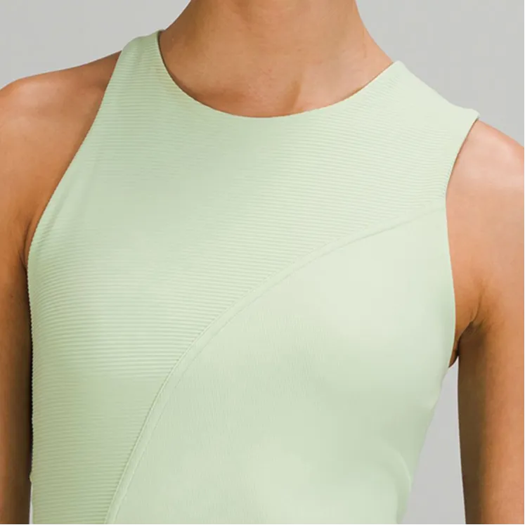 Lululemon Ribbed Asymmetrical Yoga Tank Tops Women's Green-4