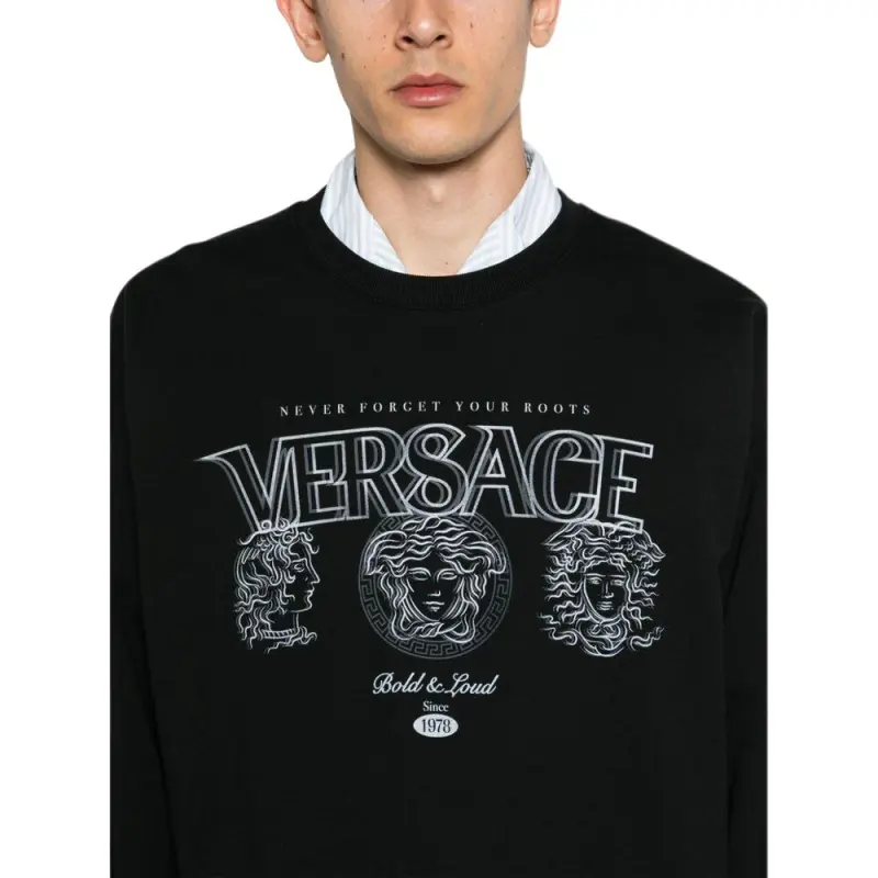 VERSACE Logo-print Cotton Sweatshirt-4