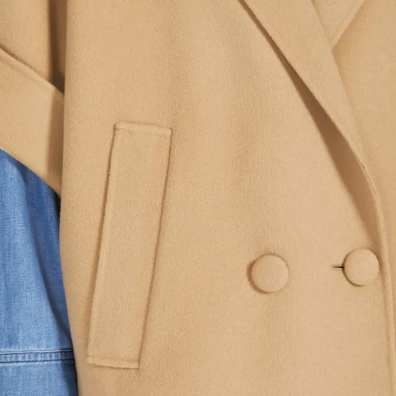 MaxMara Navarra Collection Short Wool Coat Women's Beige-4