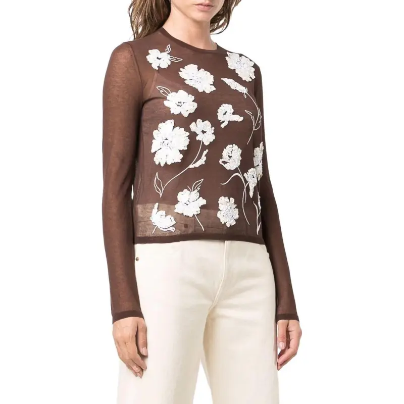 TORY BURCH Floral embroidered Knitted Top-3
