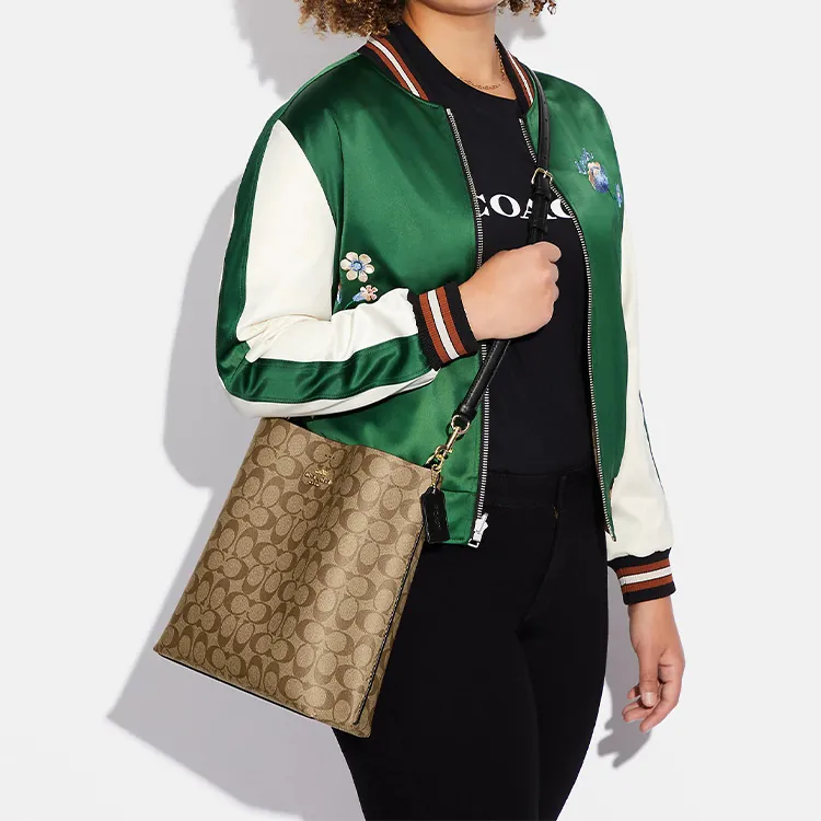 COACH Mollie Canvas With Leather Bucket Bags Crossbody Bag, Shoulder Bag Large Size Women's-3