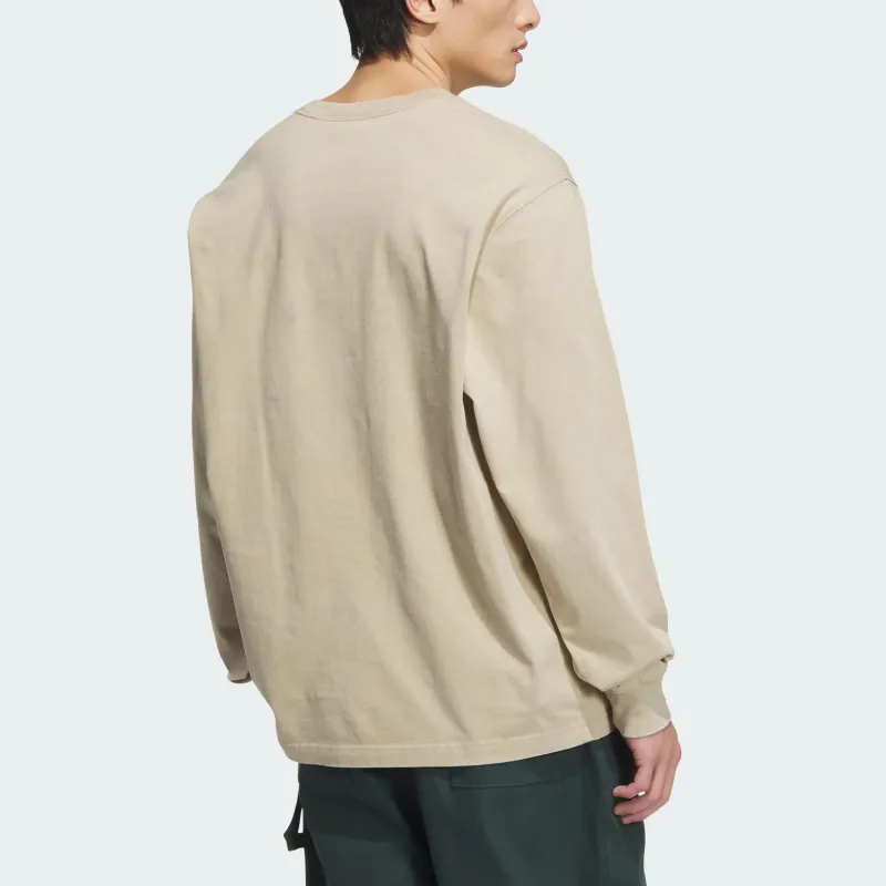 Adidas Originals LONG SLEEVE TOP WASHED T Shirt Men's Gold-3