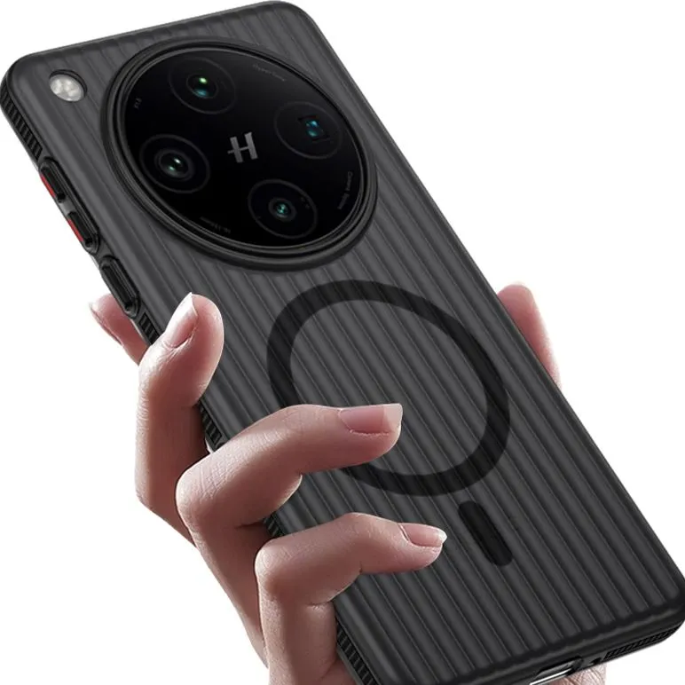 TXBX PC Material Corrugated Stripes Fully Enclosed Magnetic Phone Case Compatible With Oppo Find X8 Collection-4