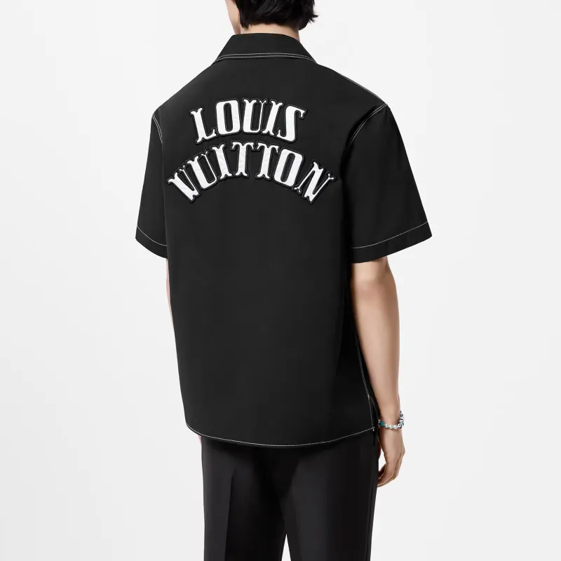 LOUIS VUITTON Embroidered Short Sleeved Cotton Shirt-4