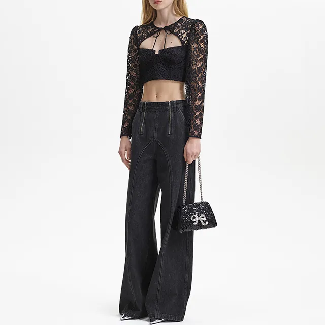 Self portrait Corded lace Crop Top-3
