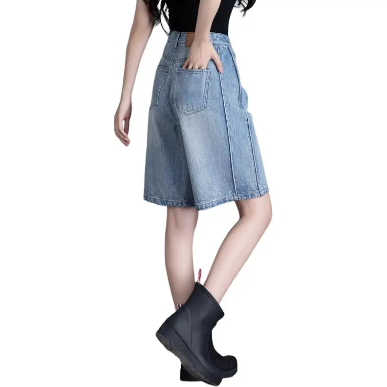 You Cow Me Pants Denim Shorts Women's Jade Sea Blue-14