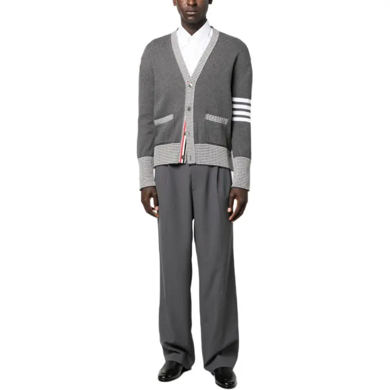THOM BROWNE 4 Bar Striped Knit Cardigan-2