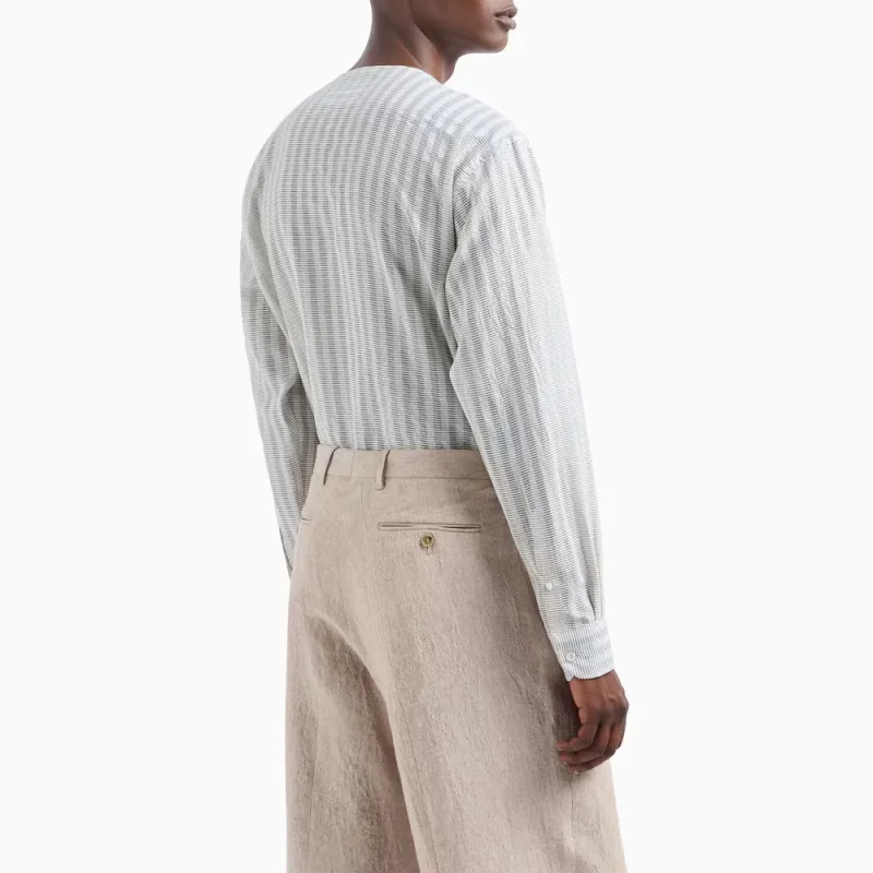 GIORGIO ARMANI Striped Cotton And Silk Polo Shirt-2