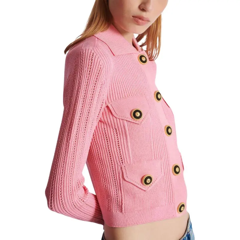 BALMAIN Logo embroidered Knit Cardigan-6