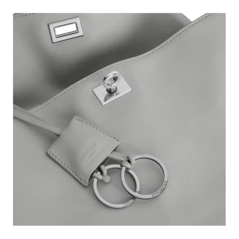 Balenciaga Calfskin Handbag Medium Size Unisex Cloud Gray-5