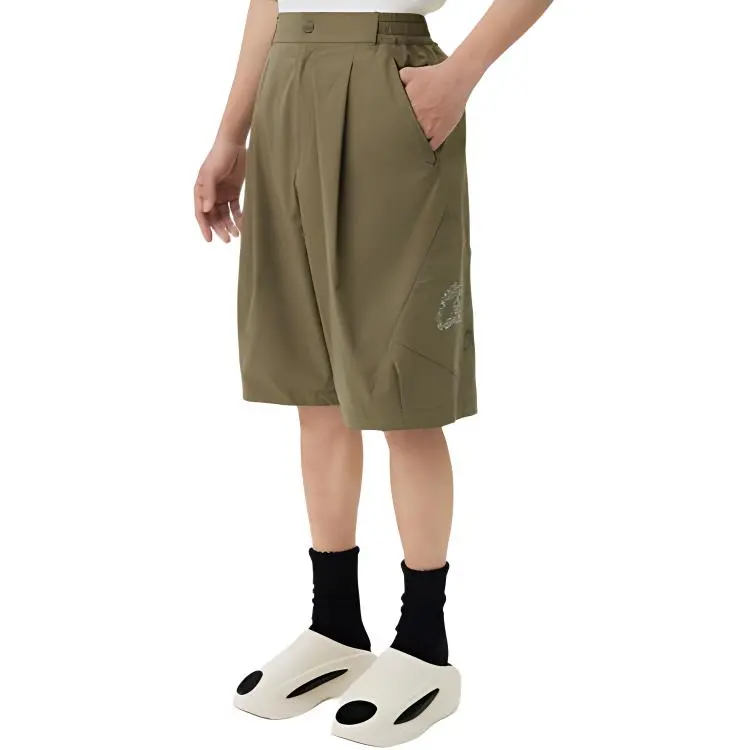 LiNing China Li Ning Dadiwuhen Series Casual Shorts Men Army Canvas Green-3