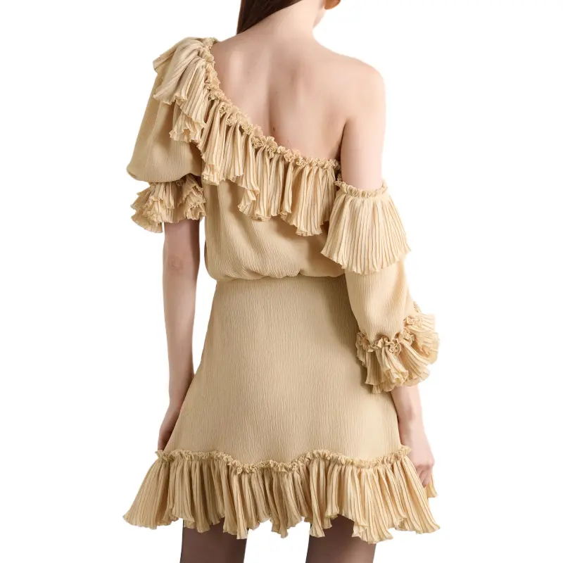 SAINT LAURENT Ruffled One-Shoulder Dress-3