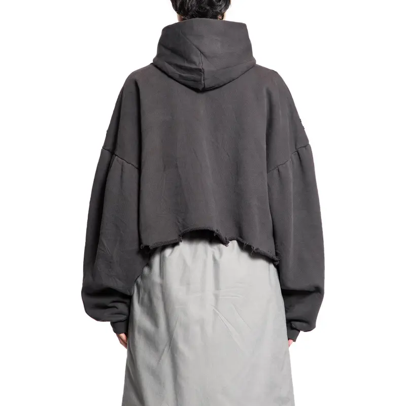 Balenciaga Loop Sports Icon Destroyed Cropped Hoodie-4