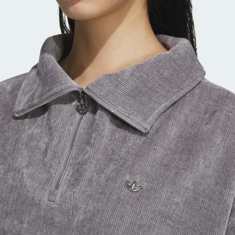 Adidas Originals COZY ZIP CREW Sweatshirt Women's Gray-3