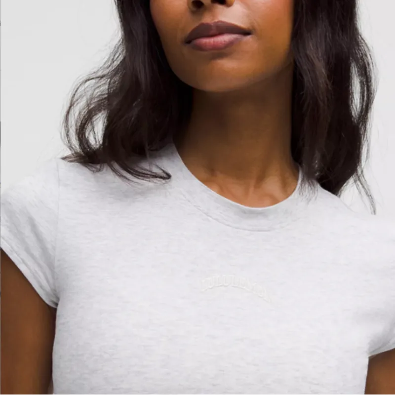 Lululemon Organic Cotton SS25 Regular T Shirt Women's Mixed Color Super Light Gray/Light Ivory White-3