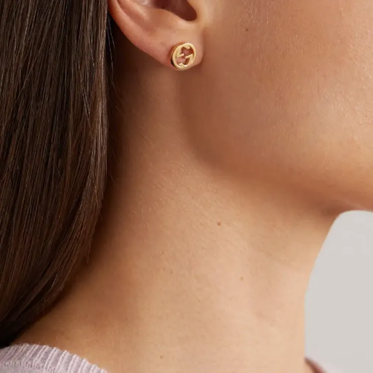 GUCCI 18K Gold Stud Earrings Women's Gold-2