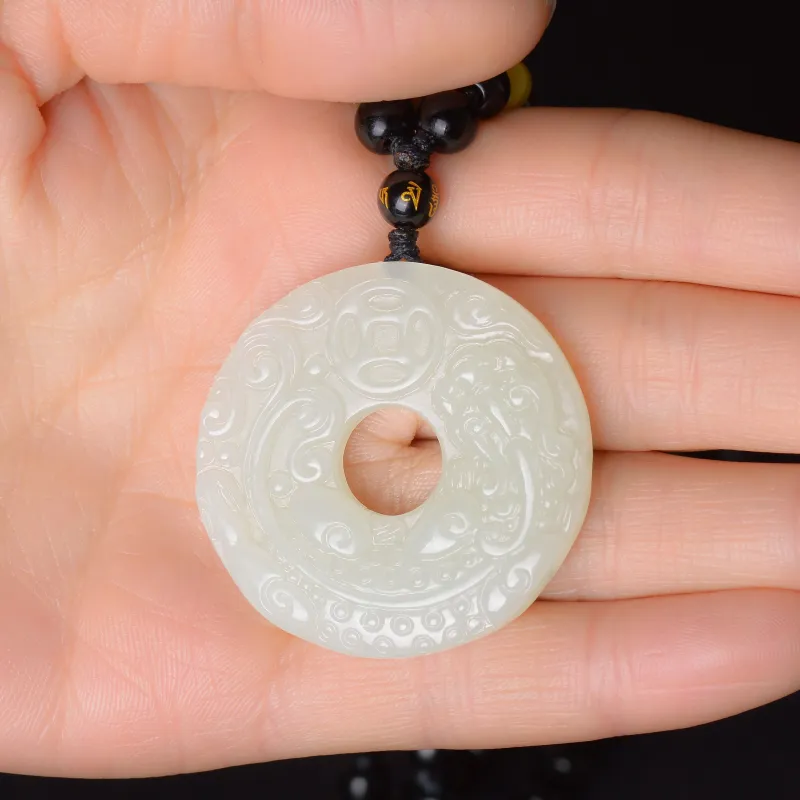 Ingenuity Hetian Jade Pendants Unisex Pale Greenish White Jade-1
