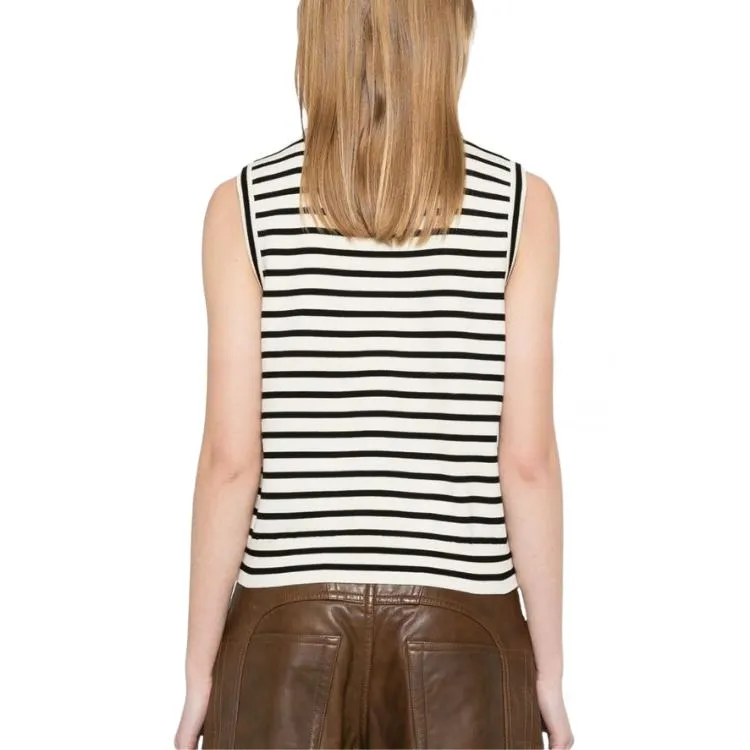 CELINE Triomphe Sleeevess Marinière Sweater In Wool-3
