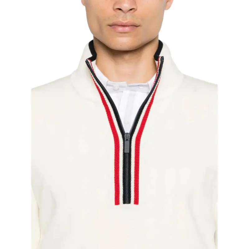 THOM BROWNE Zip Detailed Funnel Neck Pullover-4