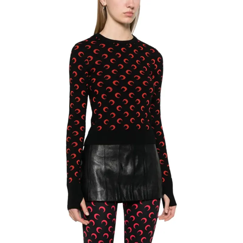 Marine Serre Moon Jacquard Cropped Jumper-2