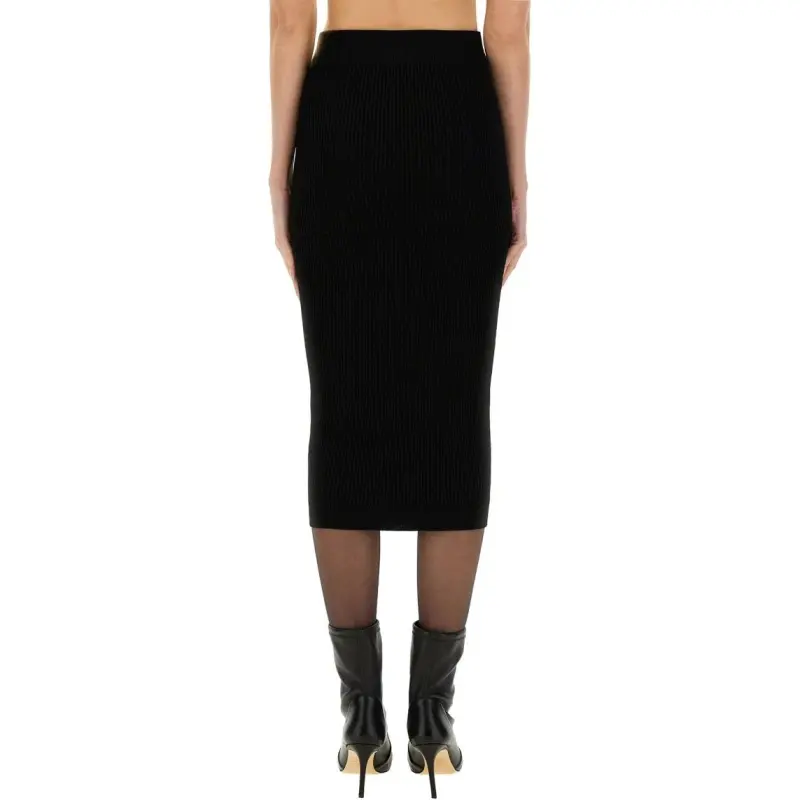BALMAIN Button Detailed Ribbed Pencil Skirt-1