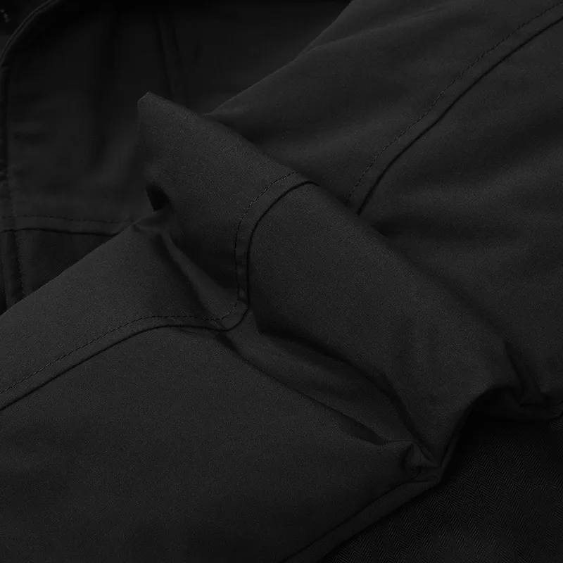 Canada Goose Clarence Series FW21 Solid Color Hooded Mid-Length Down Jacket Men's Black-2