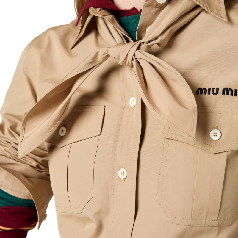 MIU MIU Neckerchief Poplin Shirt-4