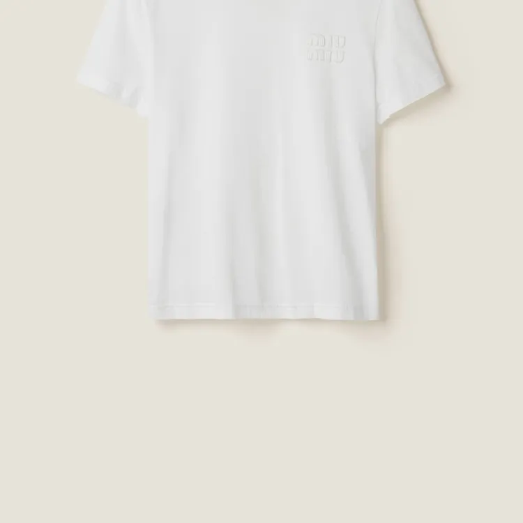 MIU MIU Logo appliqué Cotton T shirt-6