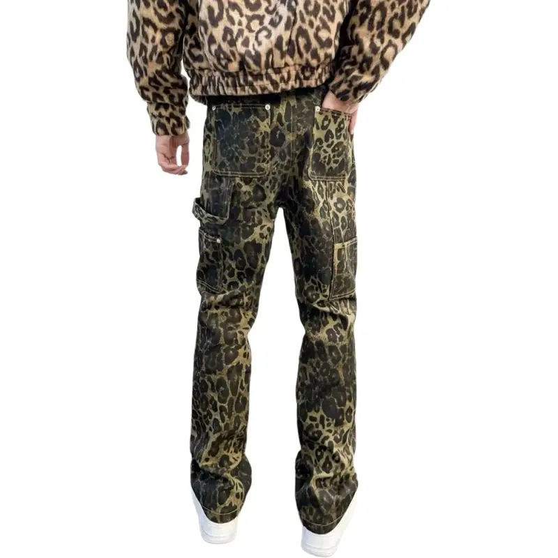 NHZN Jeans Unisex Leopard Print-2