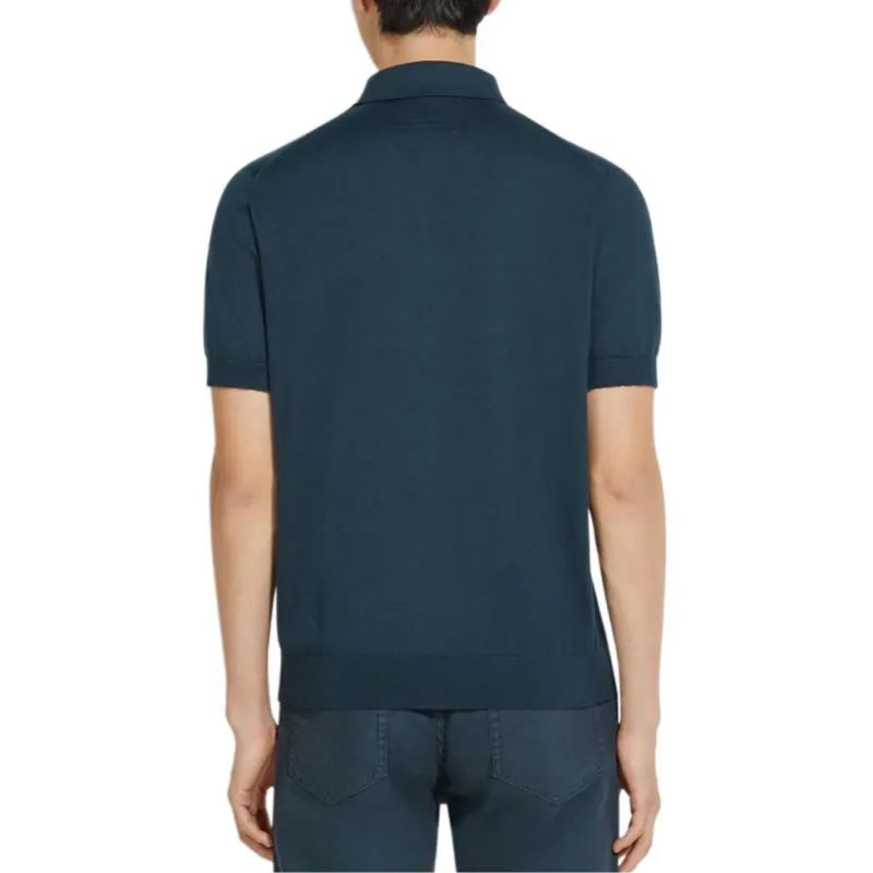 Zegna Polo Shirt Men's Dark Blue Green-2