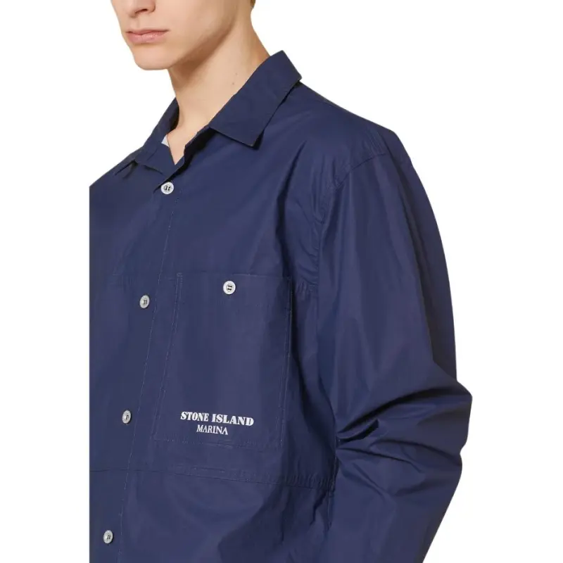 STONE ISLAND Logo Printed Striped Overshirt-4