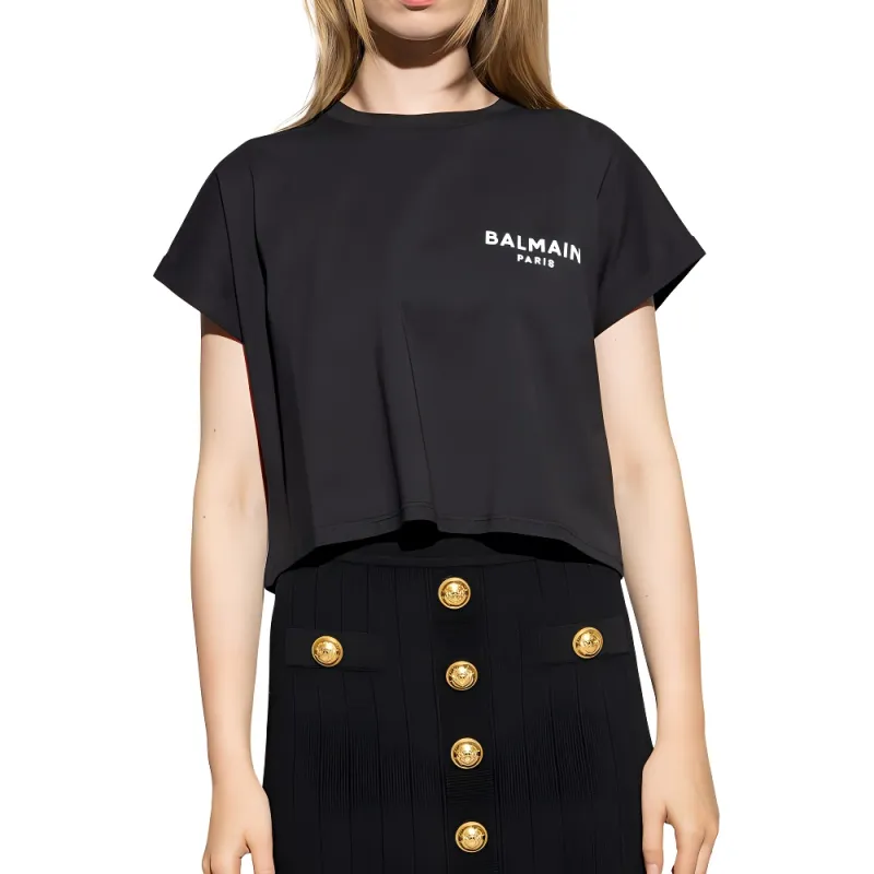BALMAIN Cropped Tee 'Black'-4