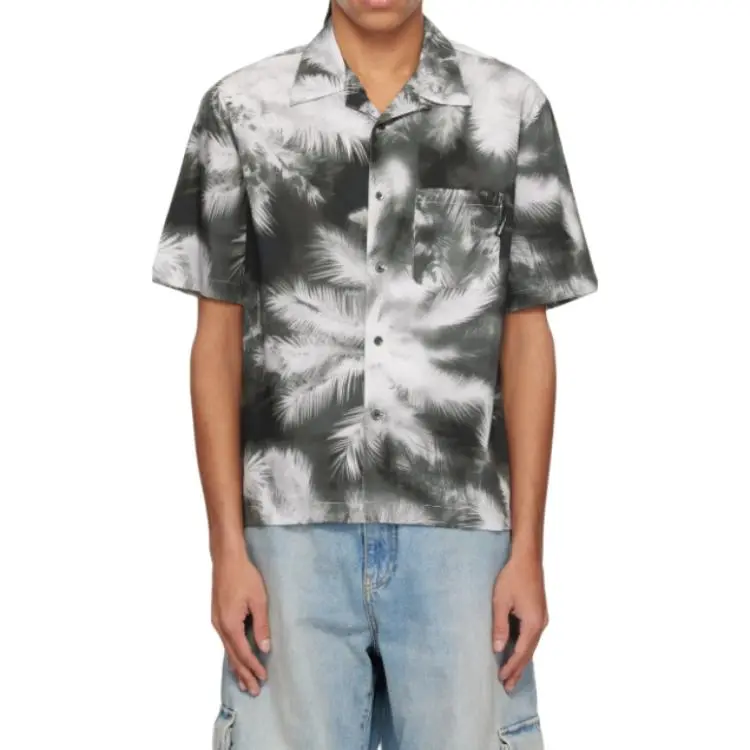 PALM ANGELS Blueprint Palms Short Sleeved Shirt-3