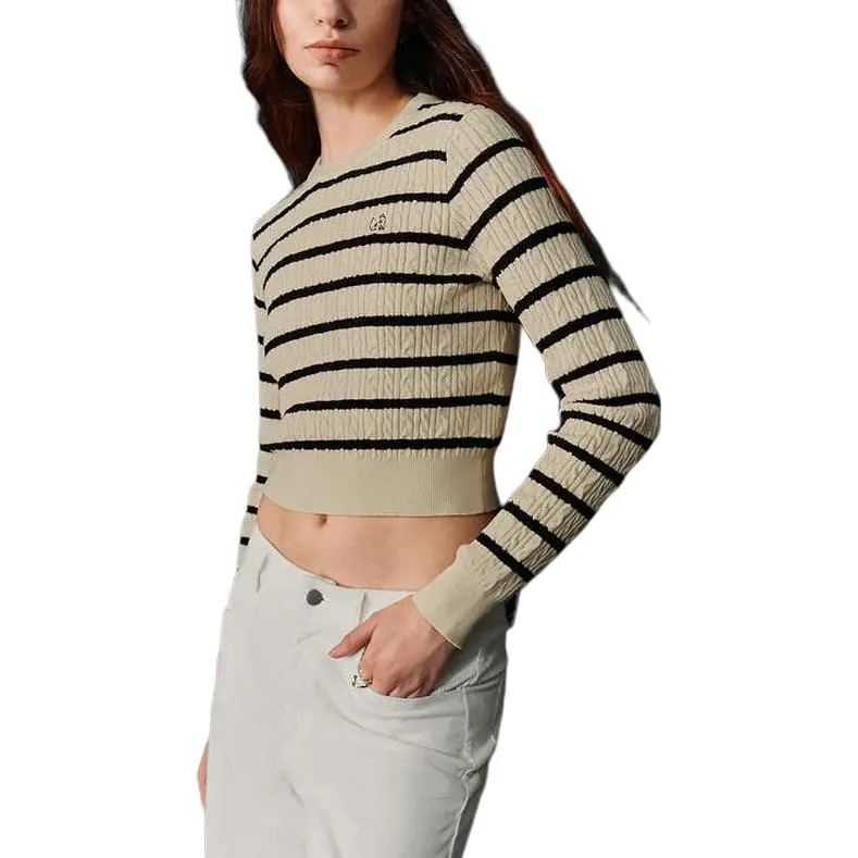 URBAN REVIVO Knitwear Women's Ecru Stripes-3