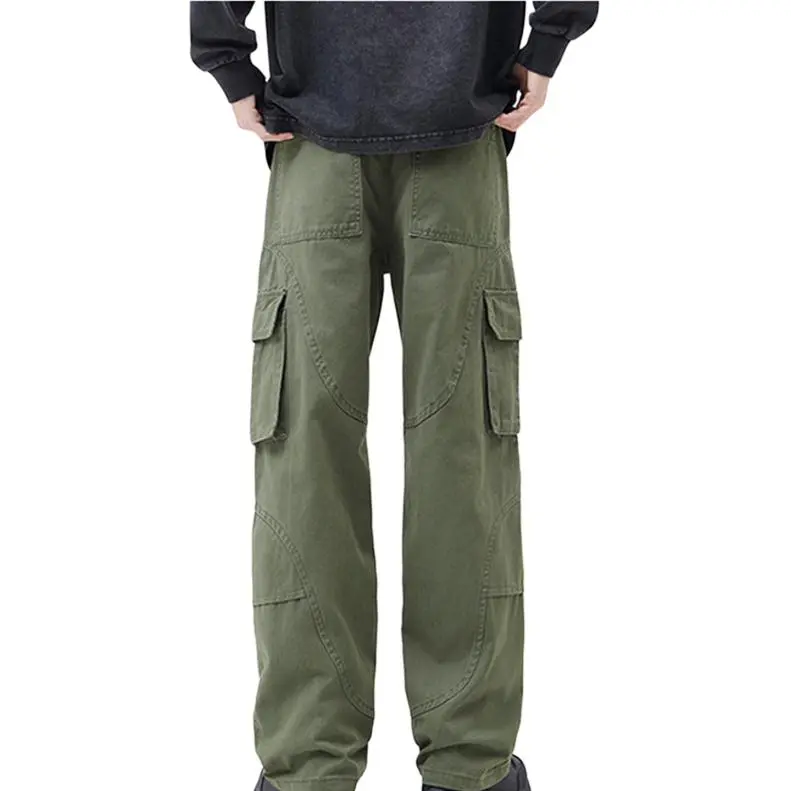 YINLEI Casual Pants Unisex Army Green-2