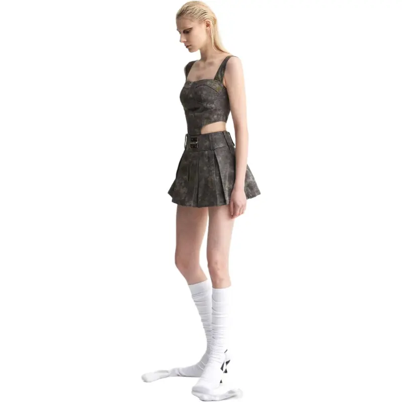 YJ1NGZYZJ Denim Short Skirts Women's Gray-4