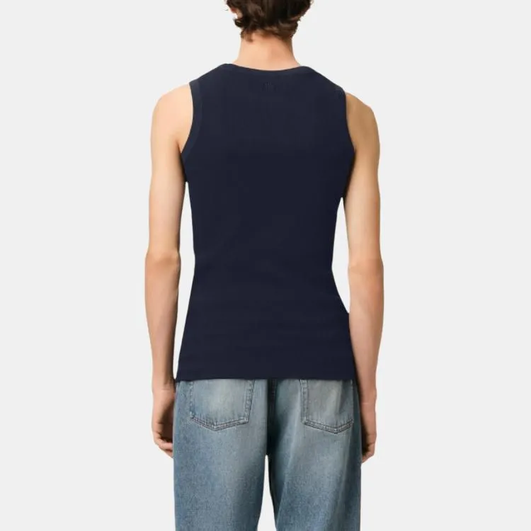 Ami Paris Ami De Coeur Logo Embroidered Knitted Tank Top-3