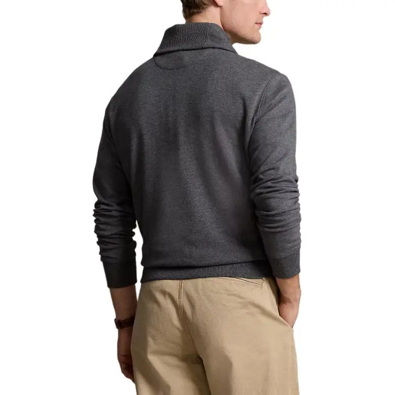 Polo Ralph Lauren Luxury Jersey Shawl Collar Knitwear Men's Gray-4