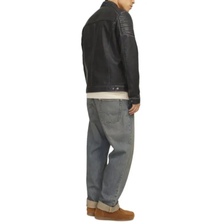 JACK JONES· Leather Jacket Men's Black-3