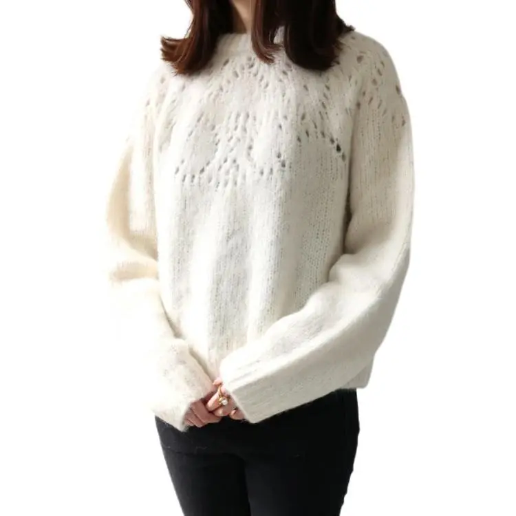 CELINE Crew Neck Sweater In Triomphe Fair Isle Alpaca Wool Pointelle-2