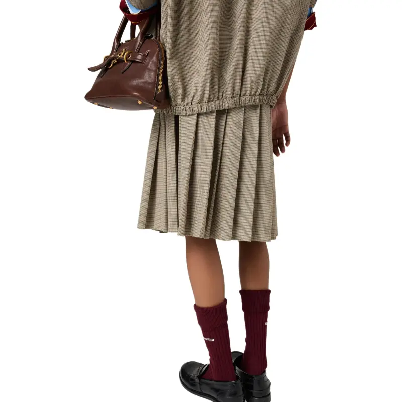 MIU MIU Checked Pleated Midi Skirt-2