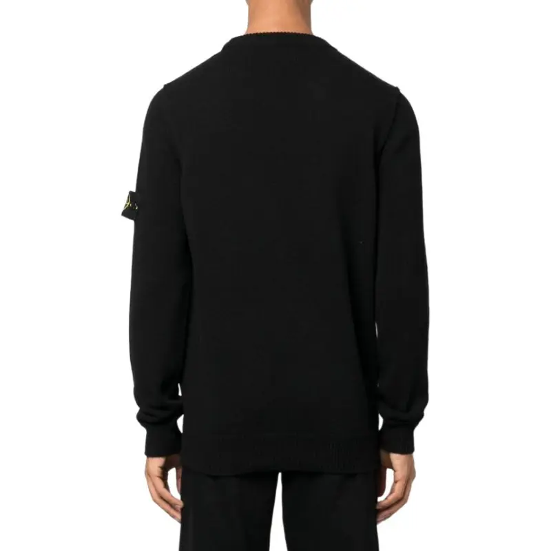 STONE ISLAND Logo Patch Crewneck Knitted Jumper-3