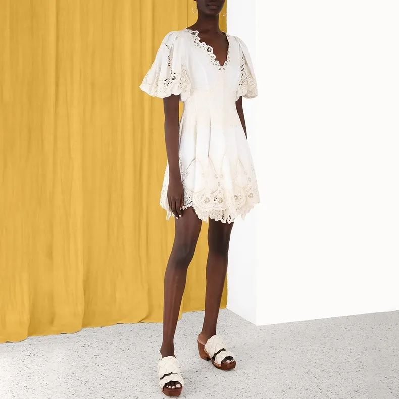 Zimmermann Short-Sleeved Dresses Women's Ivory White-4