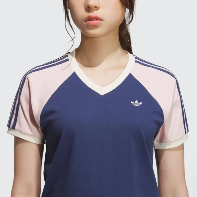 Adidas Originals Clover Series Raglan Sleeve T Shirt Women's Dark Indigo/Light Pink-2