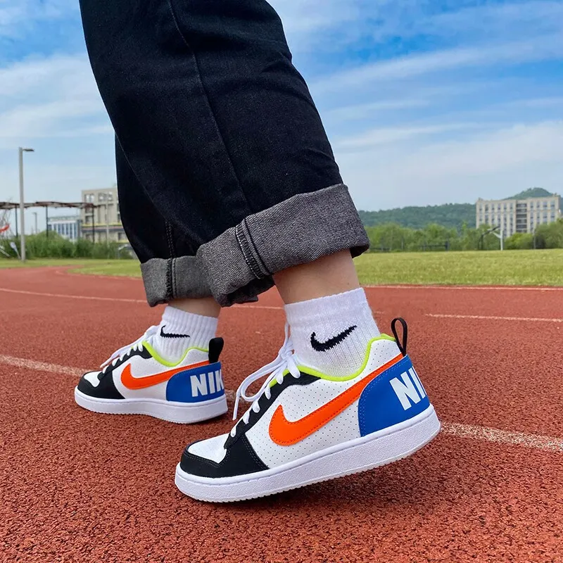 Nike Court Borough Low GS 'Black Orange Blue'-3