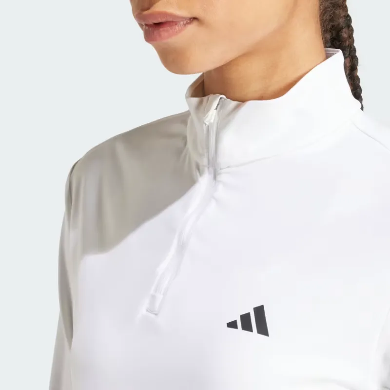 Adidas Hyperglam Training Quarter-Zip Track Top Workout Clothing Women's White-5
