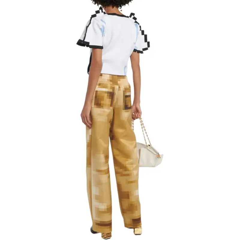LOEWE Pixel Collection Casual Pants Women's Brown-3