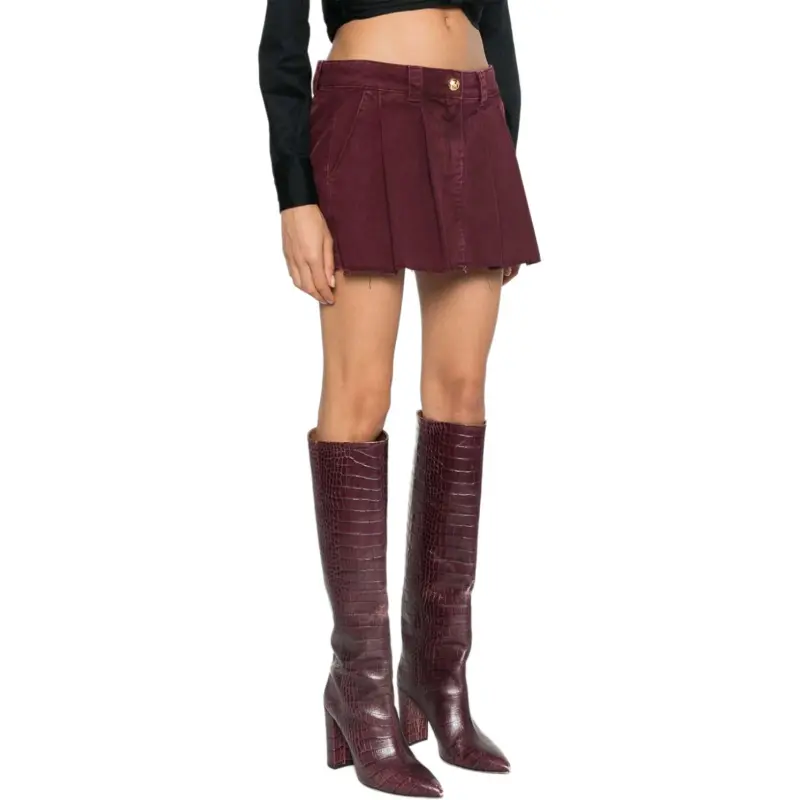 Elisabetta Franchi Pleated Denim Mini Skirt-3