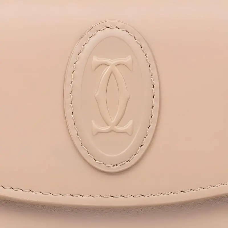 CARTIER Must De Cartier Cow Leather Key Pouch Women's Pink Beige-3