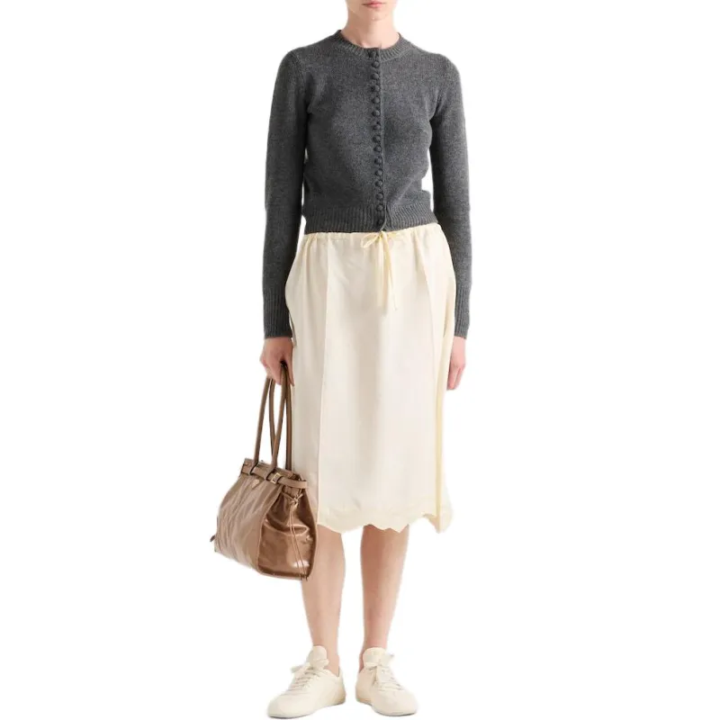 PRADA Drawstring waist Silk Midi Skirt-1